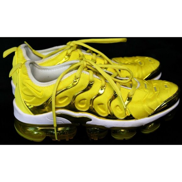 NIke Vapormax Air Plus Yellow Gold Womens 5.5 Sneakers Lace Up Athletic Shoes - Picture 5 of 10